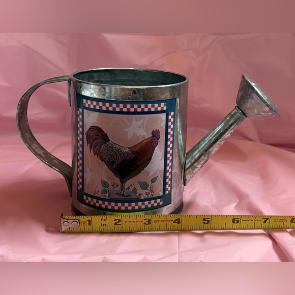 🔻Vintage🔻NWOT, The Tin Box Company, Rustic Rooster Watering Can, Silver 🐔 - Picture 7 of 7